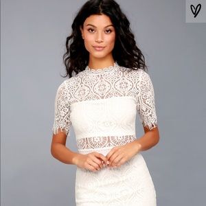 Lulus white lace dress - size M - worn once
